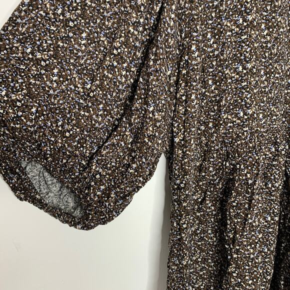 & Other Stories Boho Babydoll Brown Floral Dress 6 - Picture 3 of 6